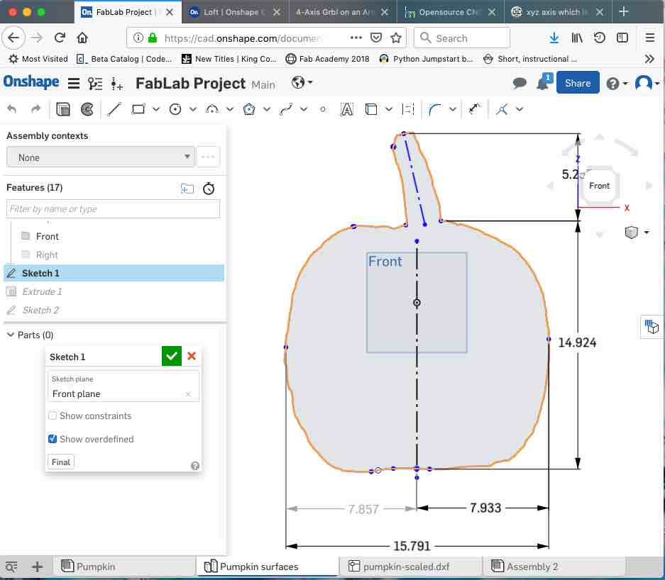 OnShape Pumpkin Dimensions